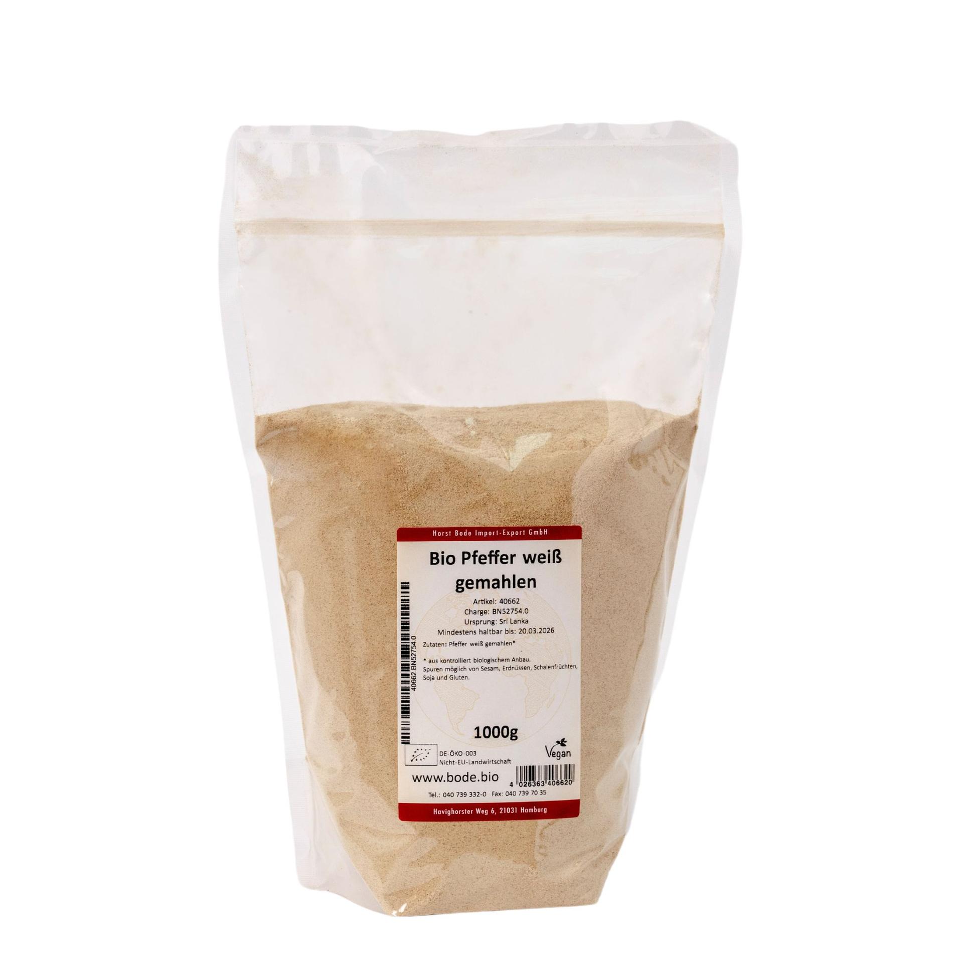 Ekologisk vit malen peppar 1kg