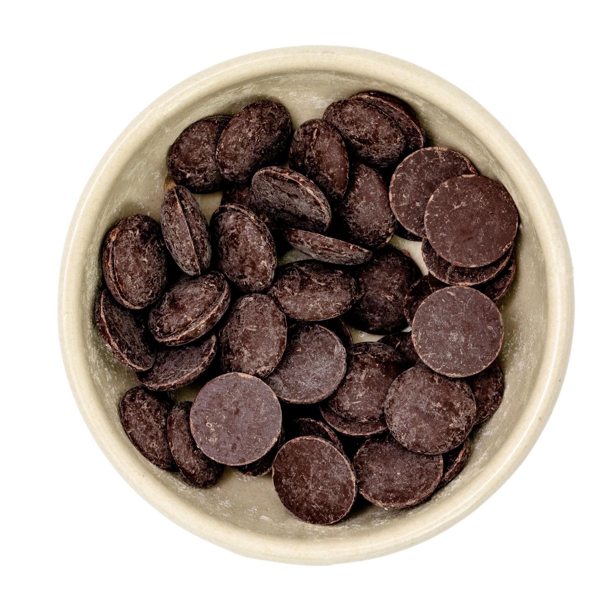 Ekologiska chokladpärlor mörk choklad stora till snacks & bakning (18mm) 5kg