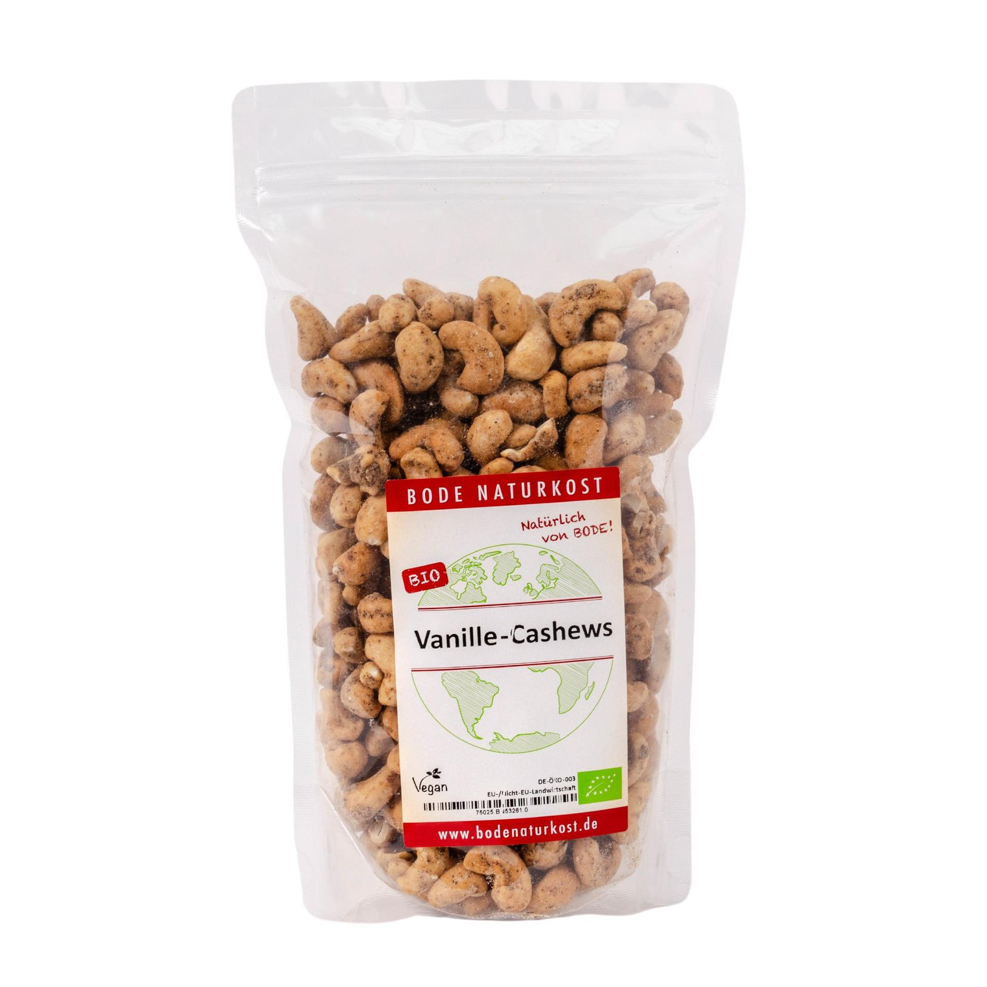 Vanilj-Cashews - Rostade cashewnötter lätt sötade med vanilj Ekologisk 500g