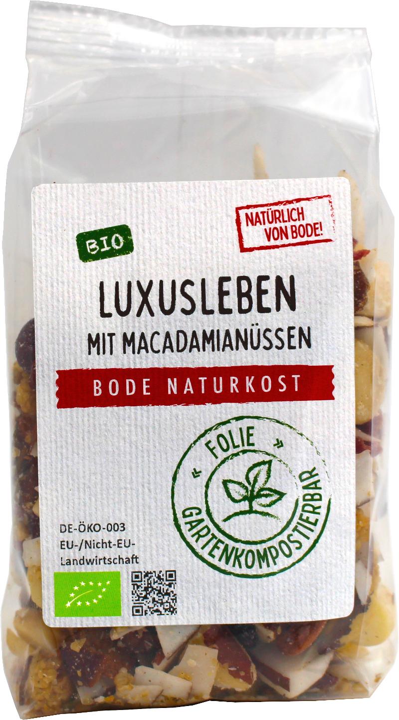 Lyxliv - Macadamia Mix Ekologisk - utan russin - komposterbar påge 6x175g