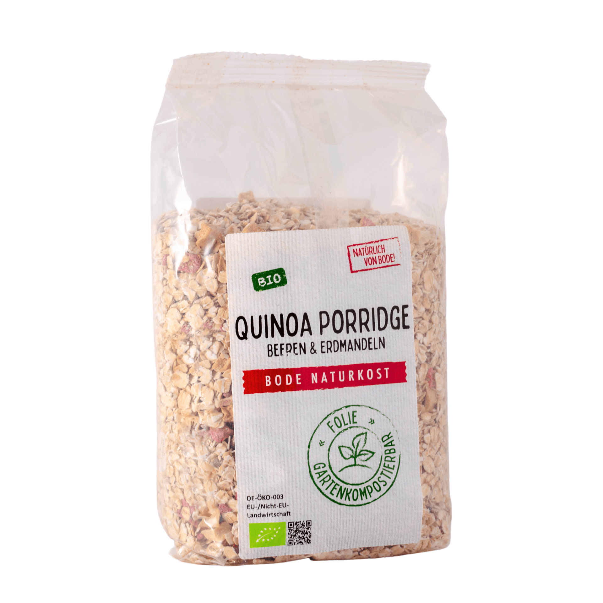 Quinoa Gröt Bär & Jordmandel Ekologisk, trädgårdskomposterbar påse 6x400g