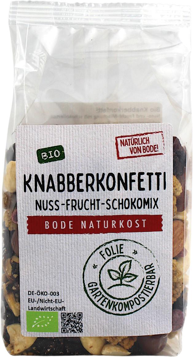 Knabberkonfetti - Nöt-Frukt-Chokladmix bio komposterbar påse 6x175g
