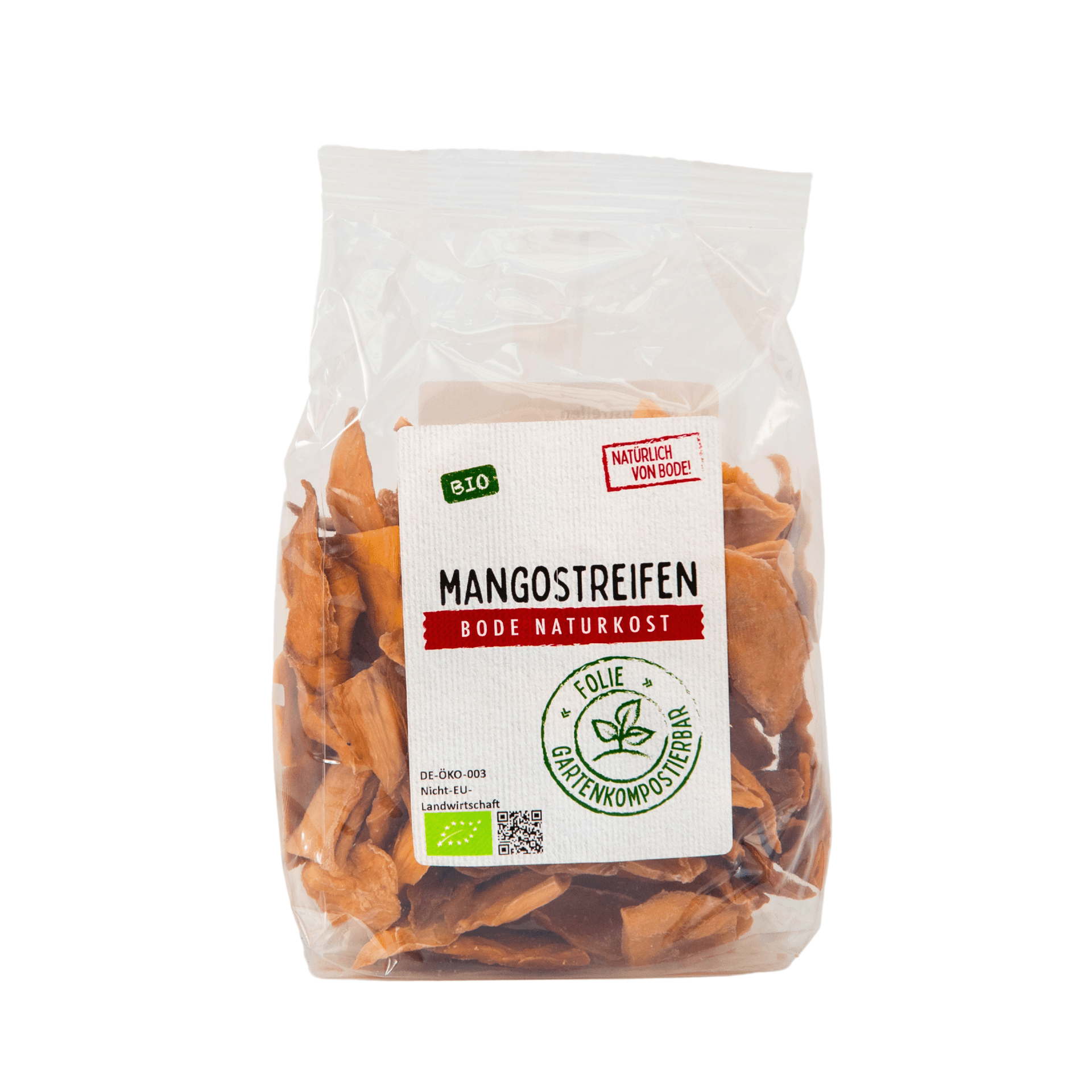 Ekologiska Mangostrimlor, komposterbar påse 6x200g
