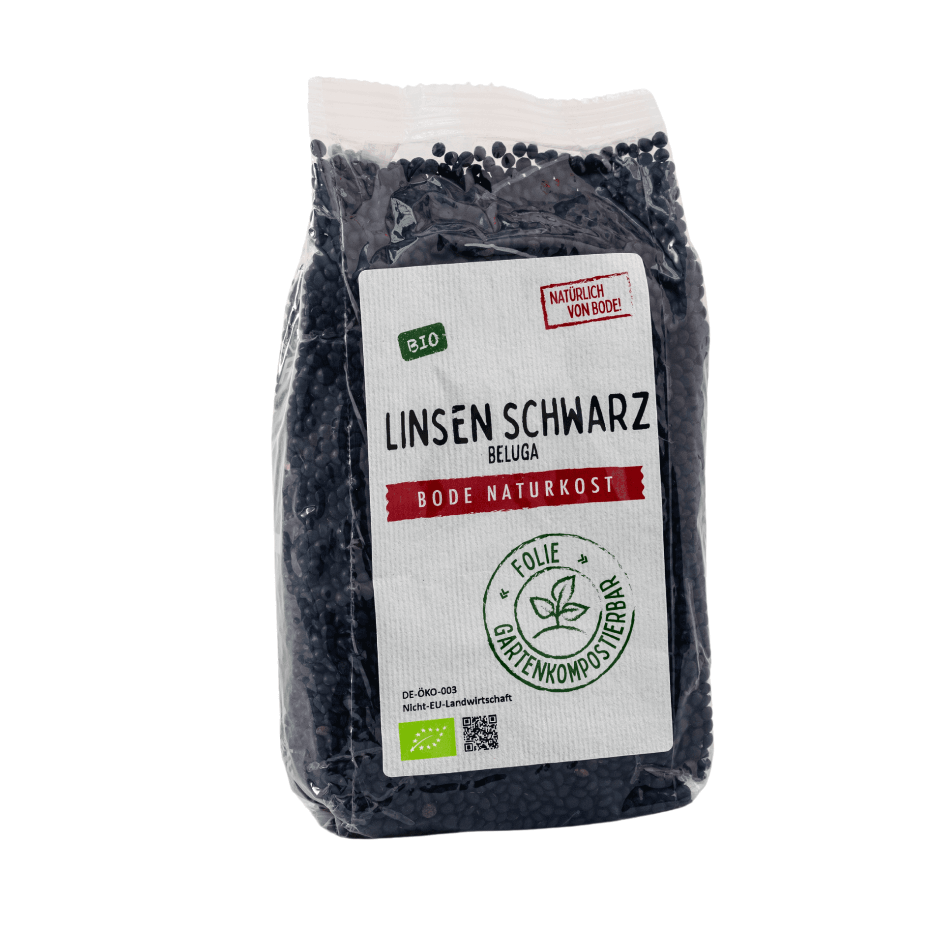 Ekologiska svarta Belugalins, komposterbar påse 6x500g