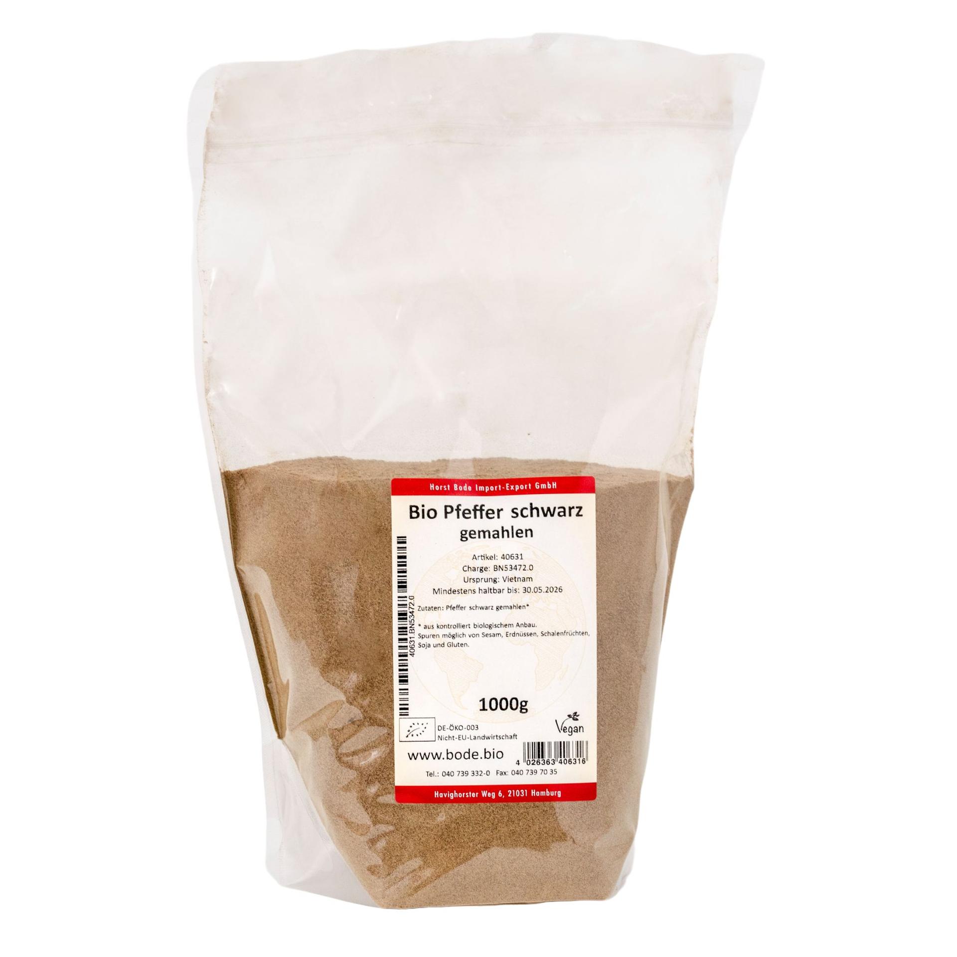 Ekologisk svartmalen peppar 1kg