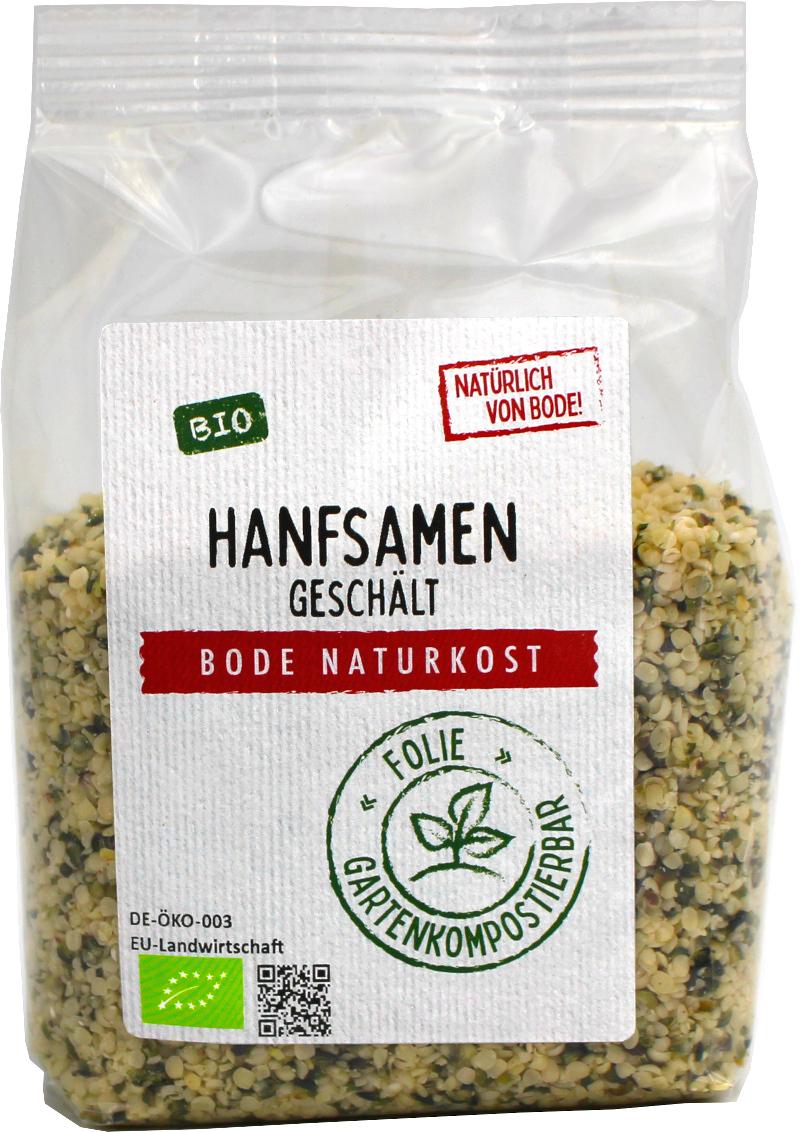 Skalade hampfrön Ekologisk, komposterbar påse 6x200g