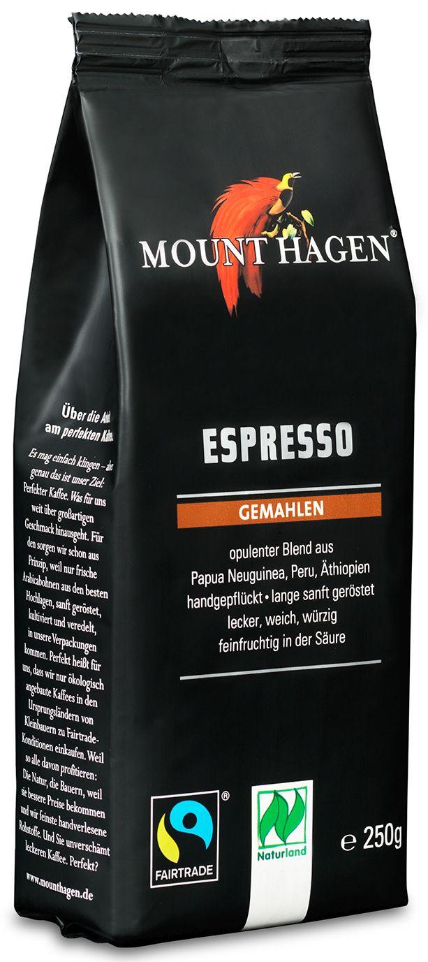 Espresso malet ekologiskt Naturland Fairtrade Mount Hagen 6x250g Softpack