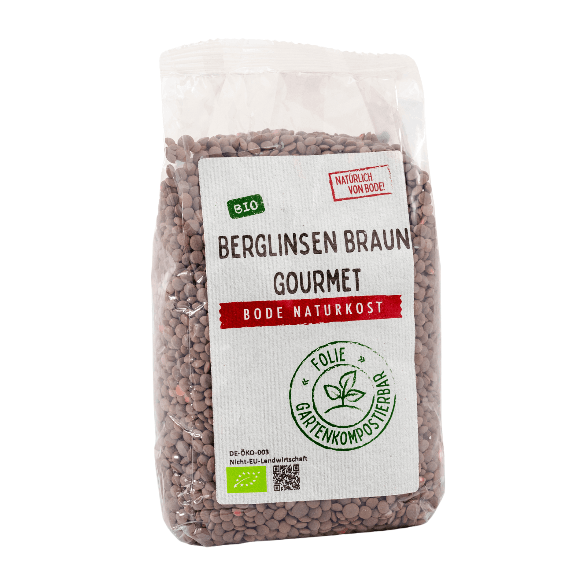 Ekologiska Berglinsen bruna (Gourmet) komposterbar påse 6x500g