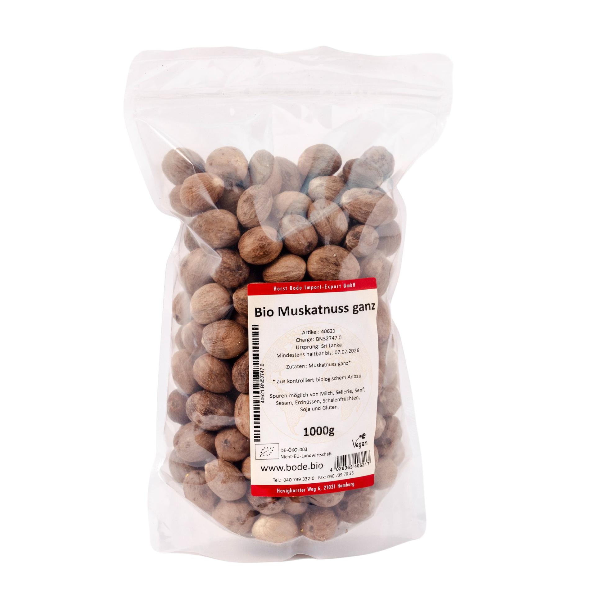 Ekologisk muskotnöt hel 1kg