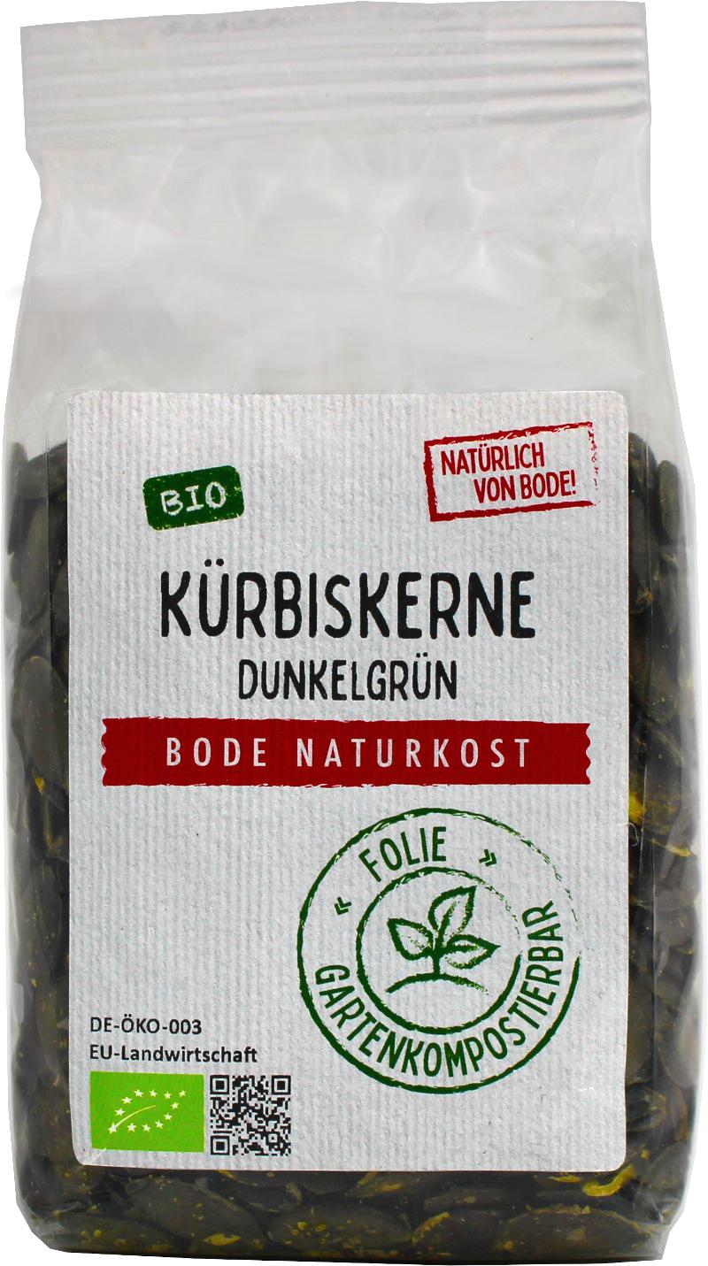 Mörkgröna pumpkärnor bio Europa, komposterbar påse 6x200g