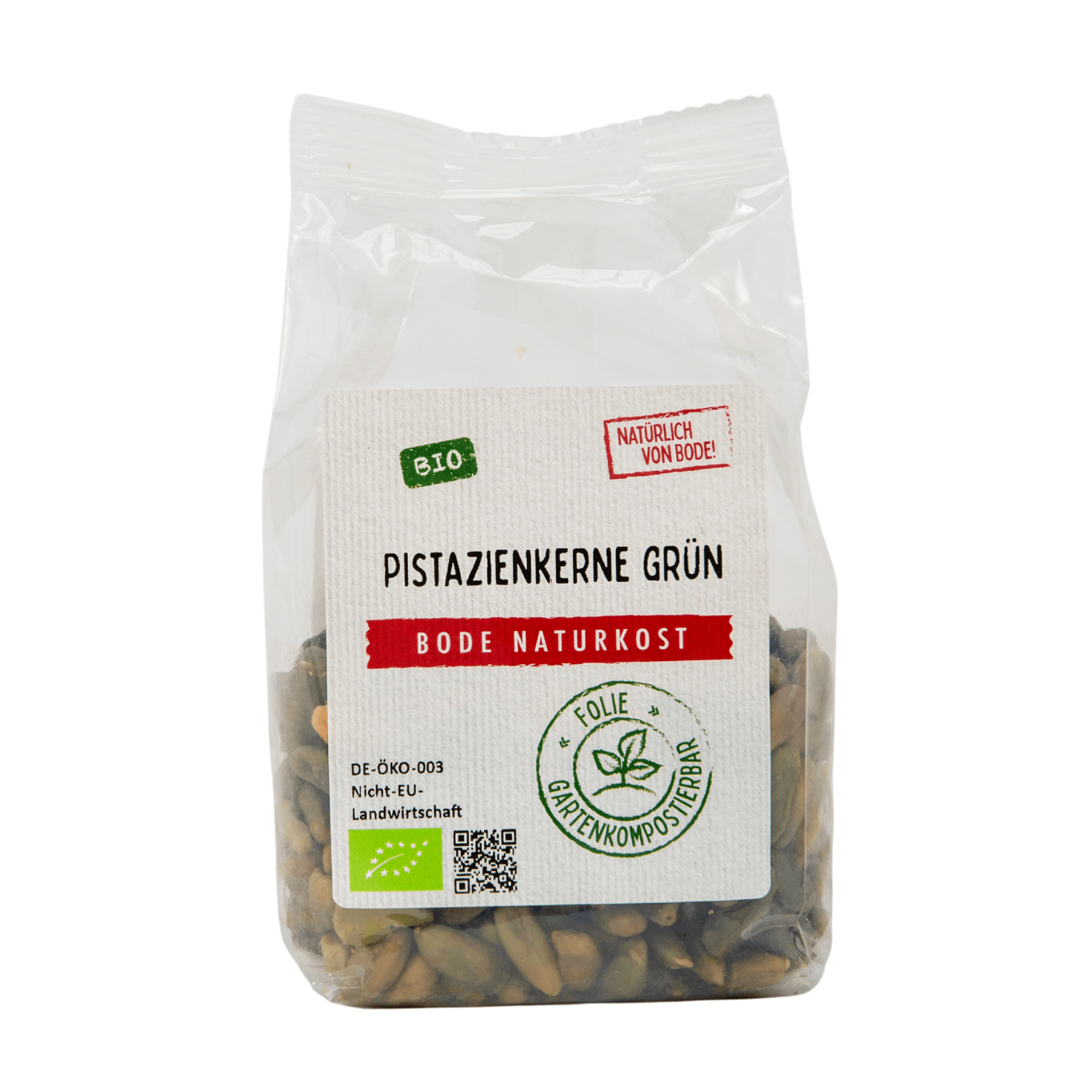 Gröna pistachiomandelkärnor Ekologisk Premium komposterbar påse 6x100g